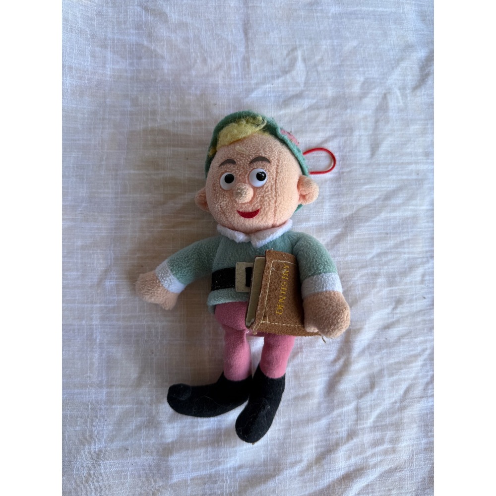 Vintage Dentist Elf‎ Plush Doll Figurine Green Hat Book Doctor Toy